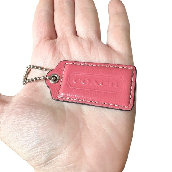 Authentic COACH Salmon Coral Pink Patent Leather Large Hang Tag - Picture 5 of 8